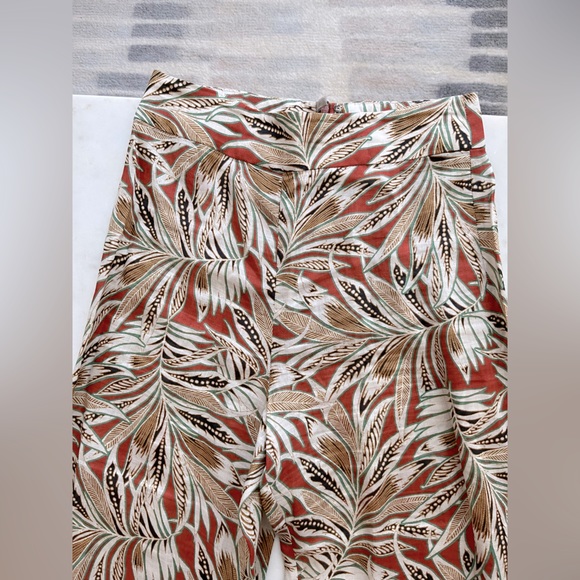 Alexis Terracotta Palm Print Linen Pants - Picture 2 of 6